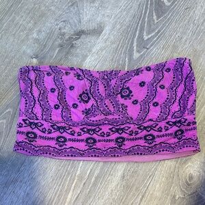 Intimately Free People Purple and Black Patterned Bandeau Top